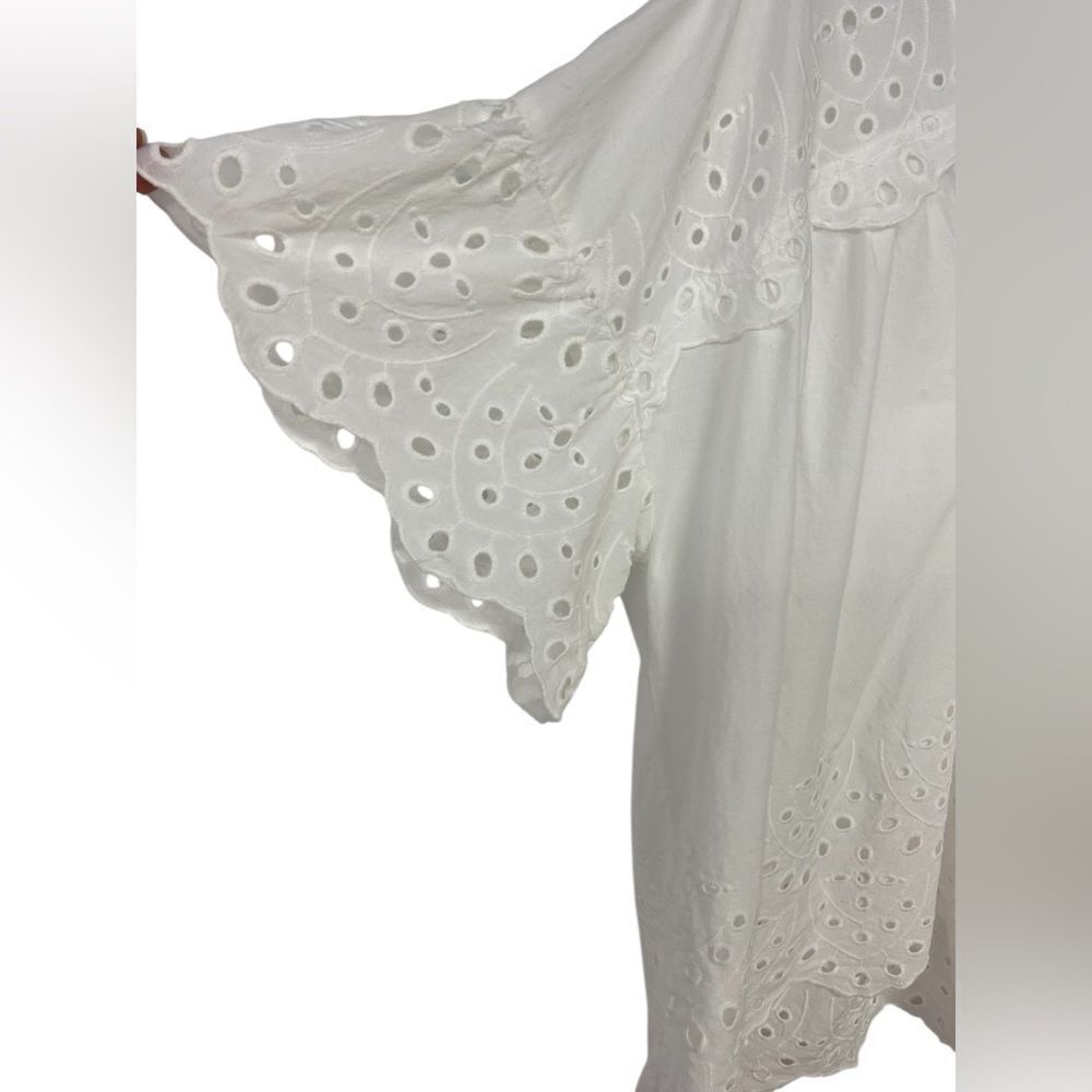 H&M White Eyelet Bell Sleeve Top Size 14 - Picture 5 of 6